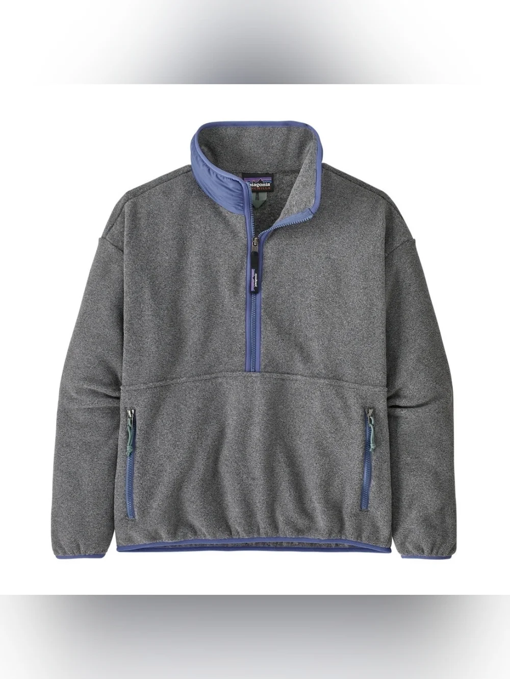 Patagonia Grey Blue Mock Neck Half-Zip Synchilla Marsupial Fleece Pullover M
